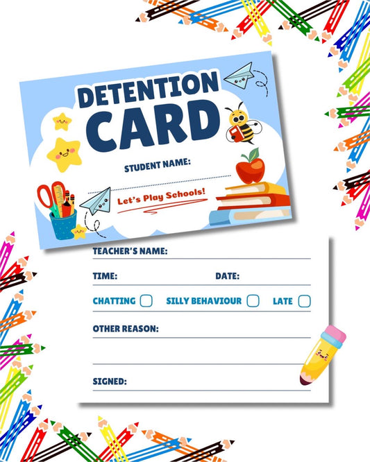Detention Cards for Kids Role Play