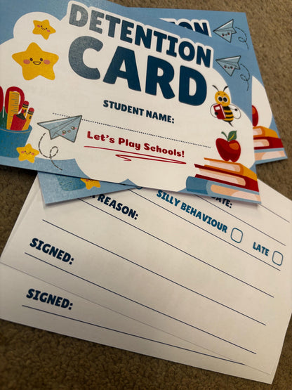 Detention Cards for Kids Role Play